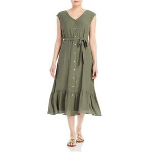 ANTHROPOLOGIE Nanette Lepore green button down midi dress